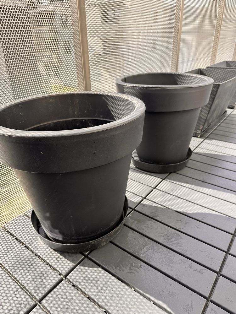 Donica antracyt okragła 39cm srednicy 2 szt
