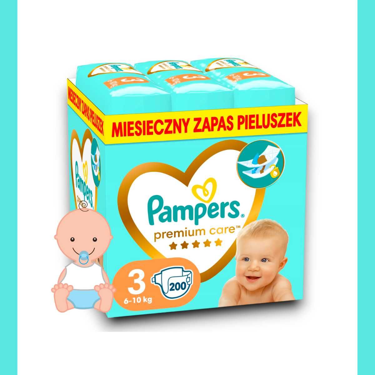 Pieluszki Pampers Premium Care Pieluchy Monthly Box S3 200 szt