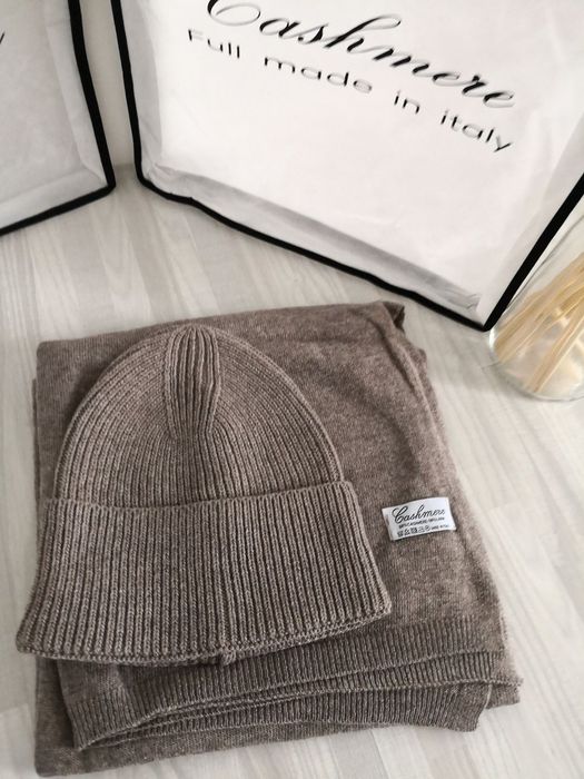 Komplet fango czapka i szalik kaszmirowy CASHMERE