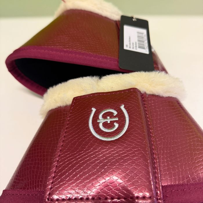 Bordowe kaloszki Equestrian Stockholm z futerkiem