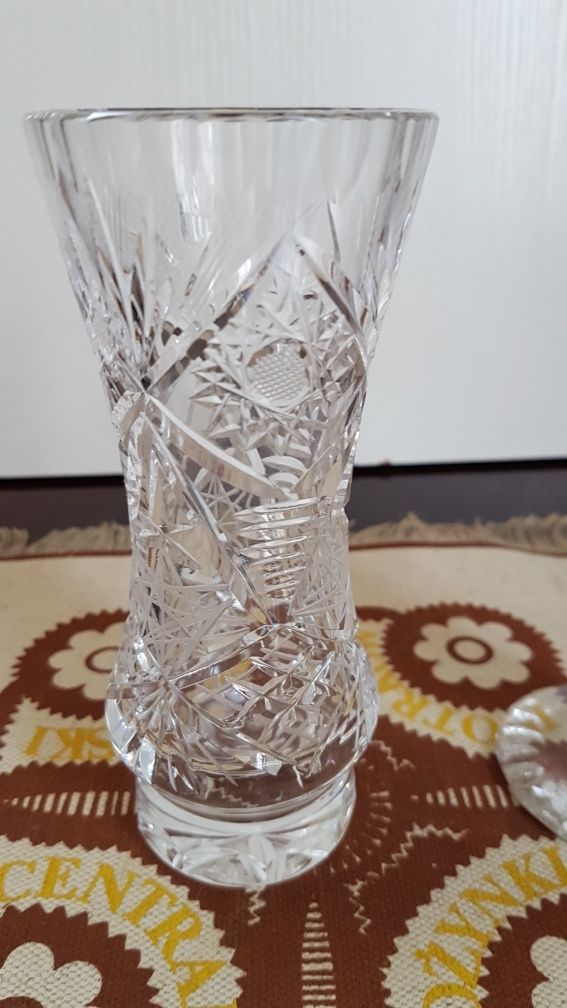 Dwa kryształowe wazoniki. 14cm.PRL