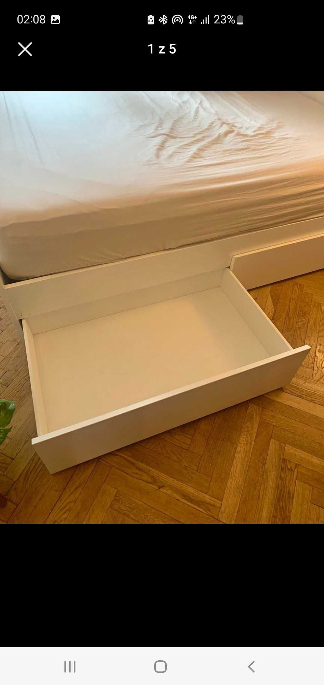 Łóżko Brimnes Ikea 160x200, 4 szuflady, wezgłowie, stelaż,BEZ MATERACA