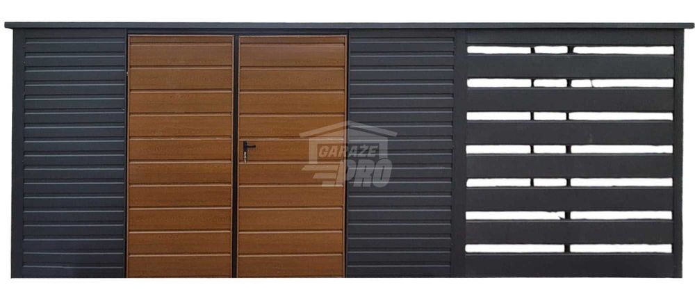 Schowek - Domek Ogrodowy 4x3m + wiata 2m Brama okno dach rynna GP616