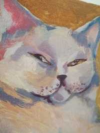 Obraz ręcznie malowany akryl kot brytyjski na płótnie