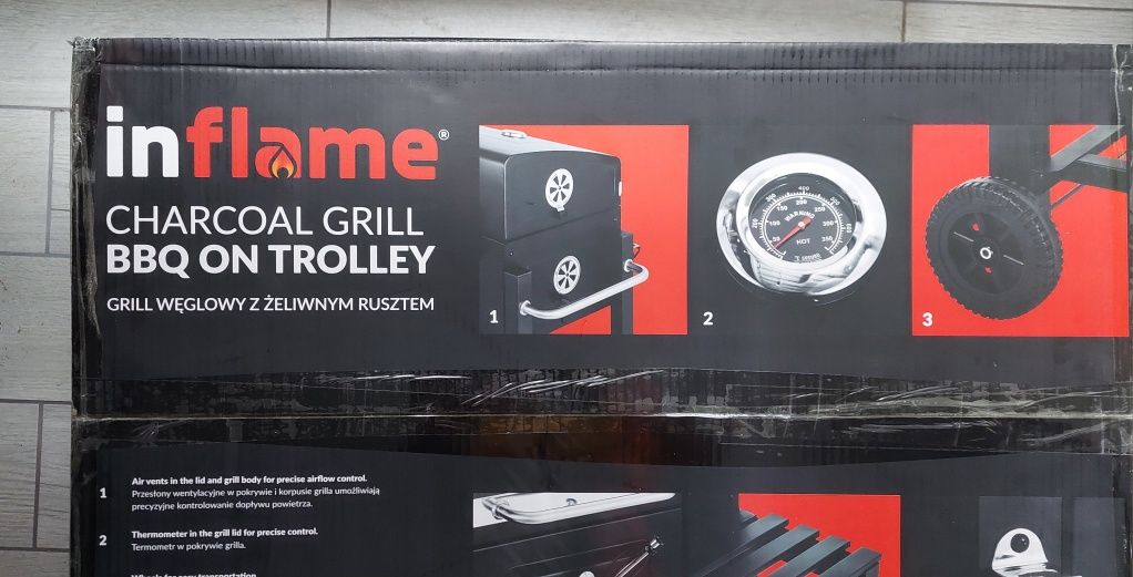 Grill węglowy BBQ Inflame NOWY żeliwny ruszt jak activa