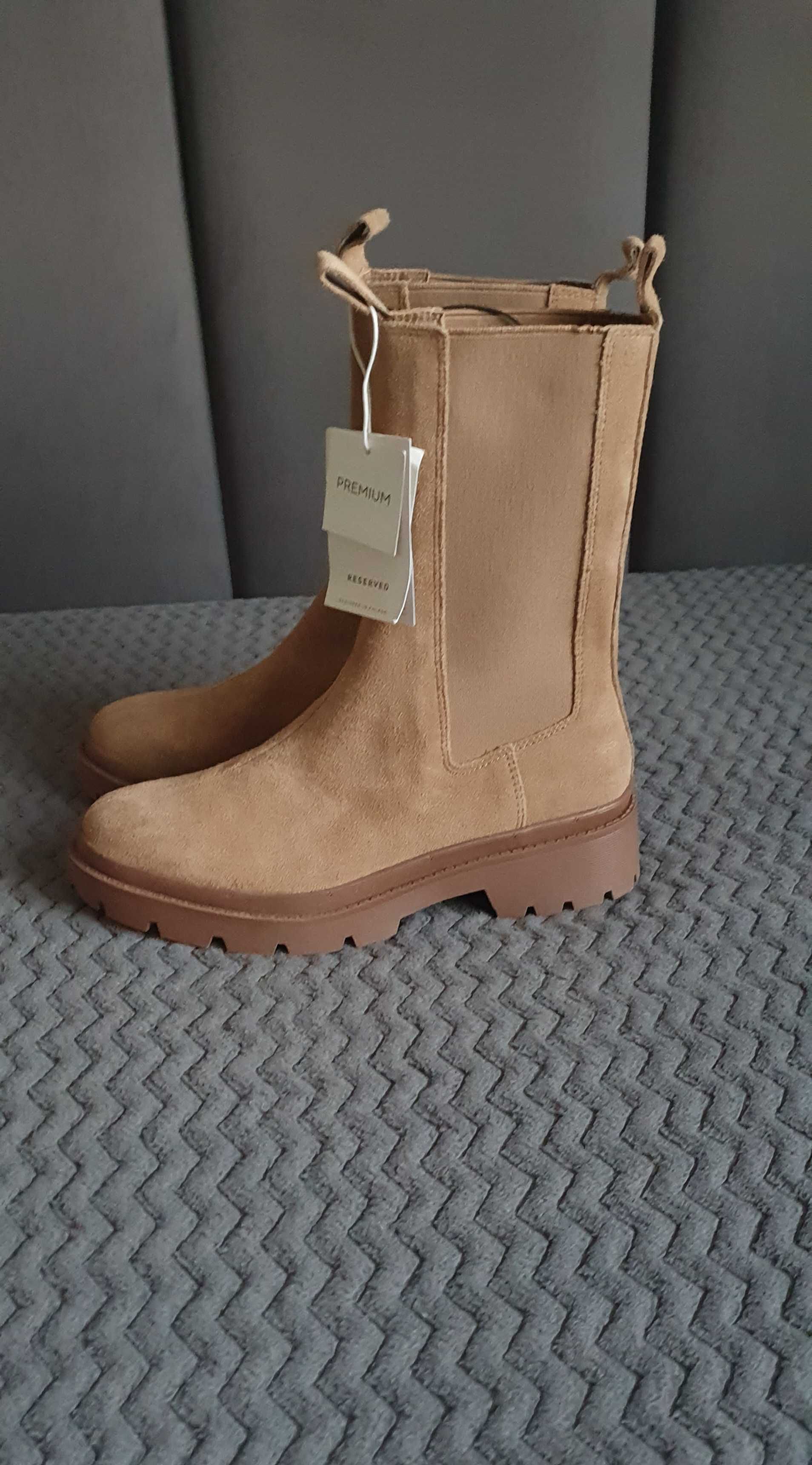 Nowe botki skórzane Reserved Premium r.36