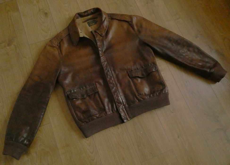 Kurtka skórzana męska RALPH LAUREN A-2 PILOTKA lotnicza SKÓRA XXL