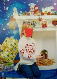 Зимний свитер с новогодним принтом на девочку