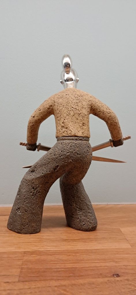 Unikat figurka rzeźba Samuraj metal art deco