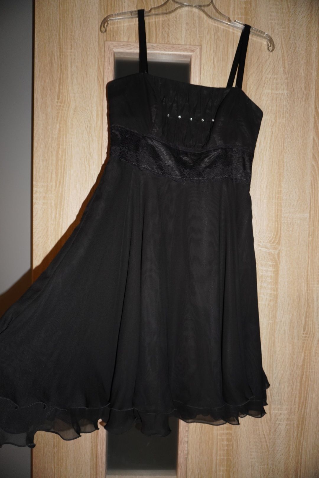 Sukienka czarna rozkloszowana Ślub Wesele roz M