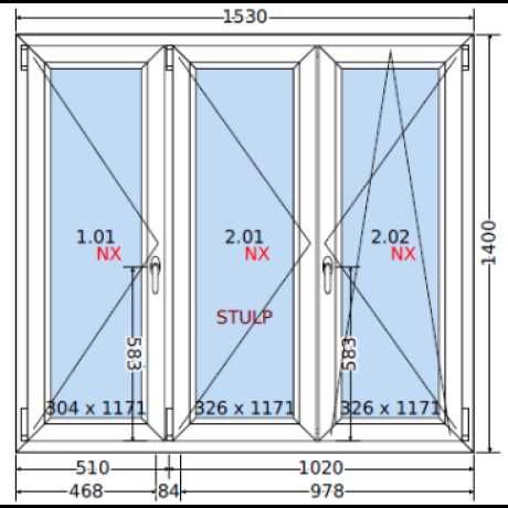 Okno PCV 224x154 / 2240x1540 - Oknooultet / TANIO