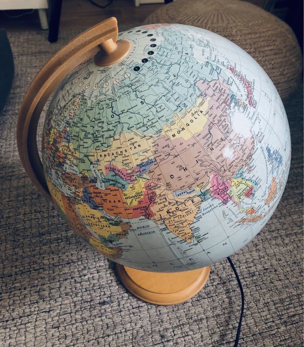 Globus podświetlany kula ziemska lampa mapa świata duży retro