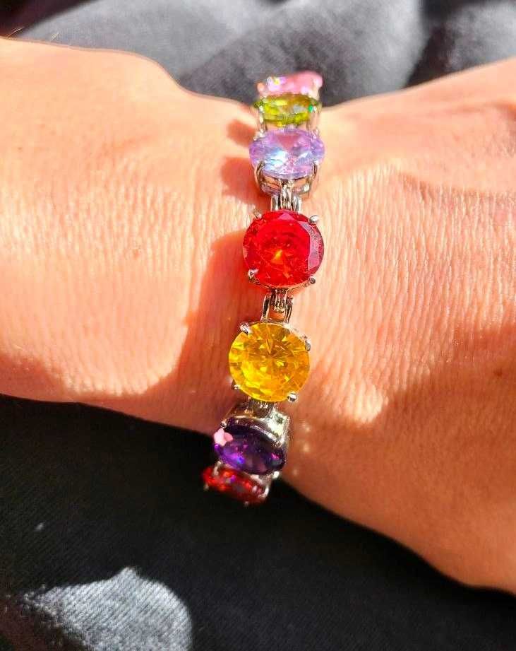 Серебряный Шикарный Браслет с Крупными Камнями. India