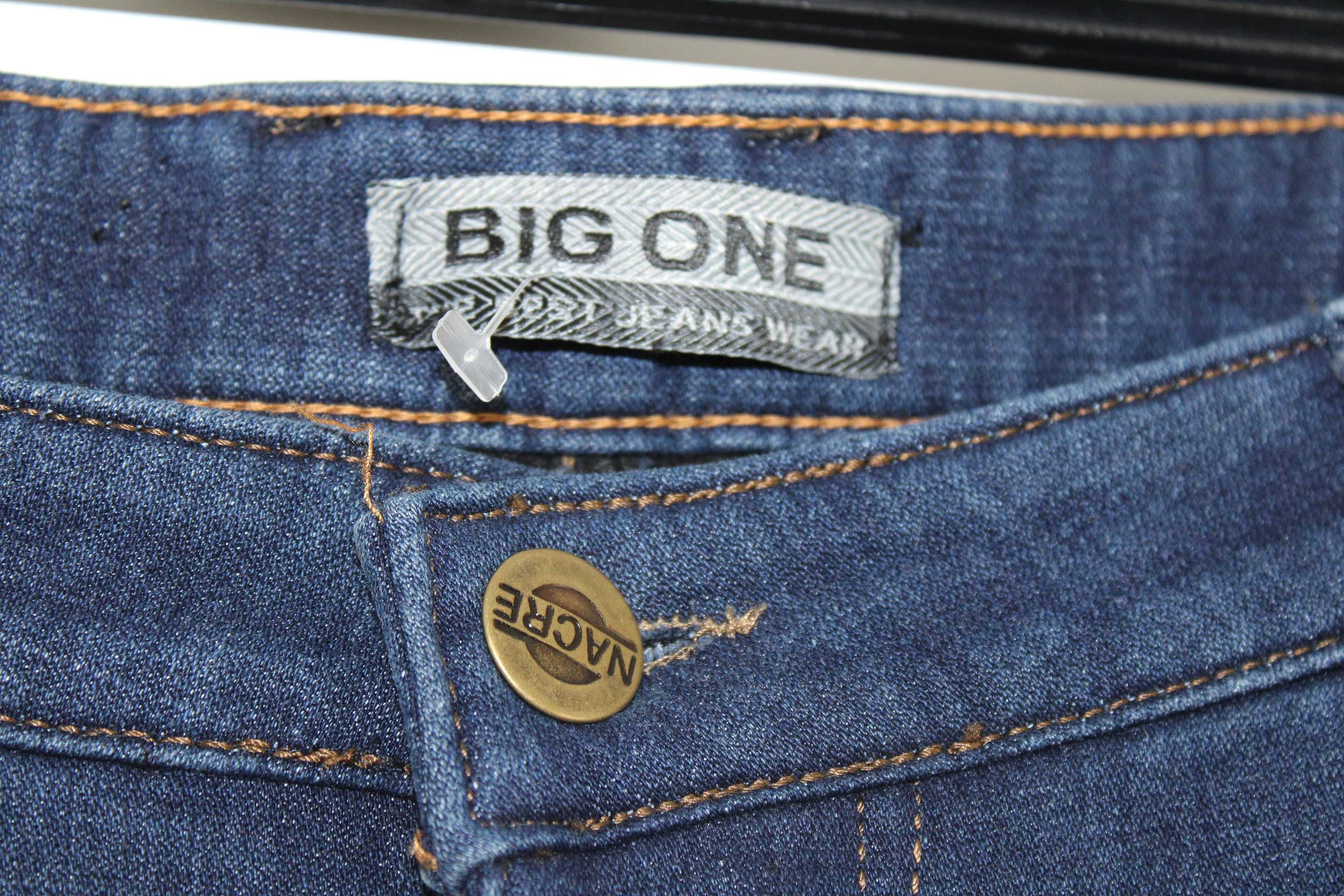 x3 BIG ONE Wygodne Męskie Proste Spodnie Jeans Ocieplenie XXL