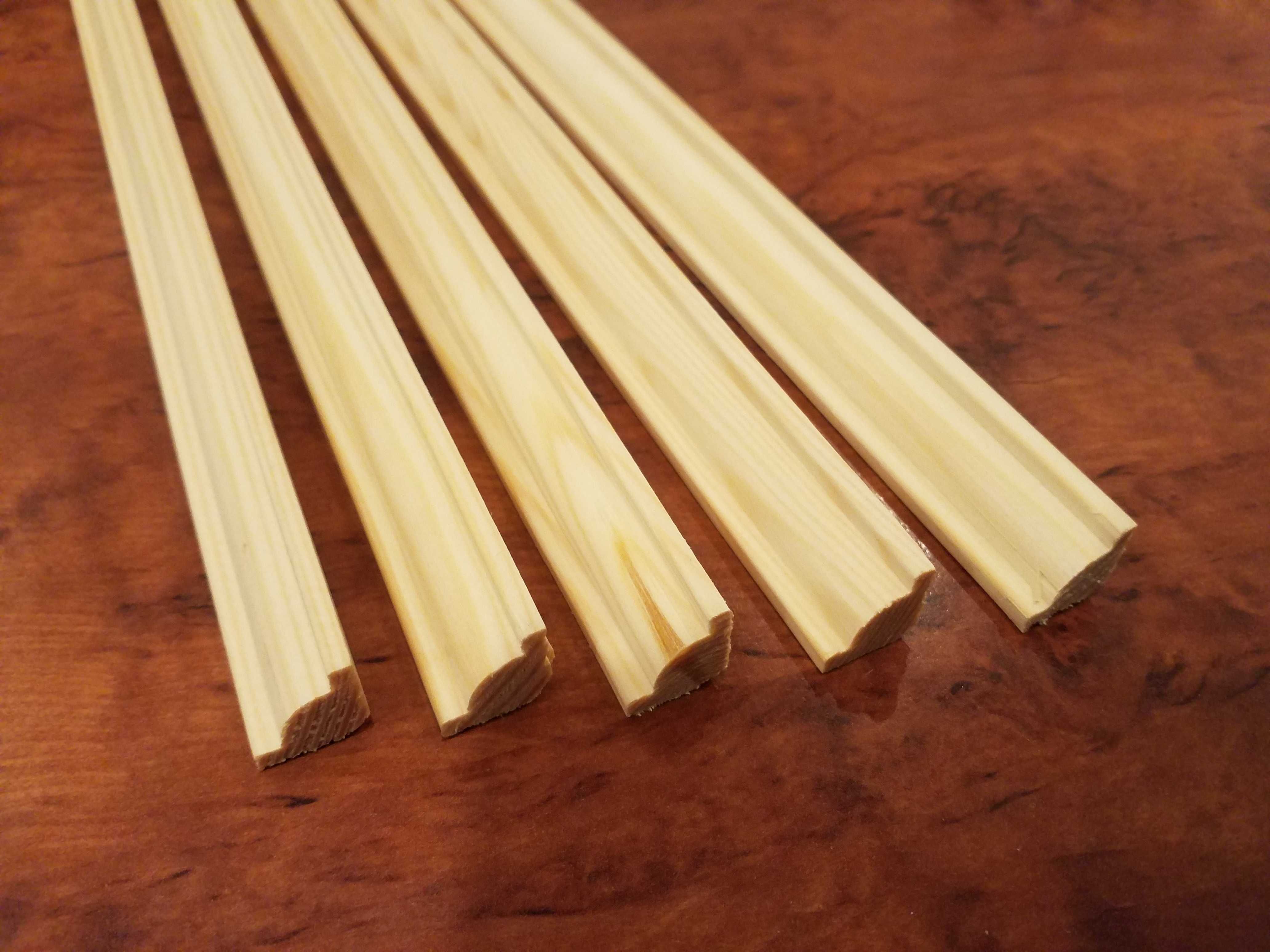 Ćwierćwałek 15x15 mm wypukły ozdobny drewniany listwa ozdobna