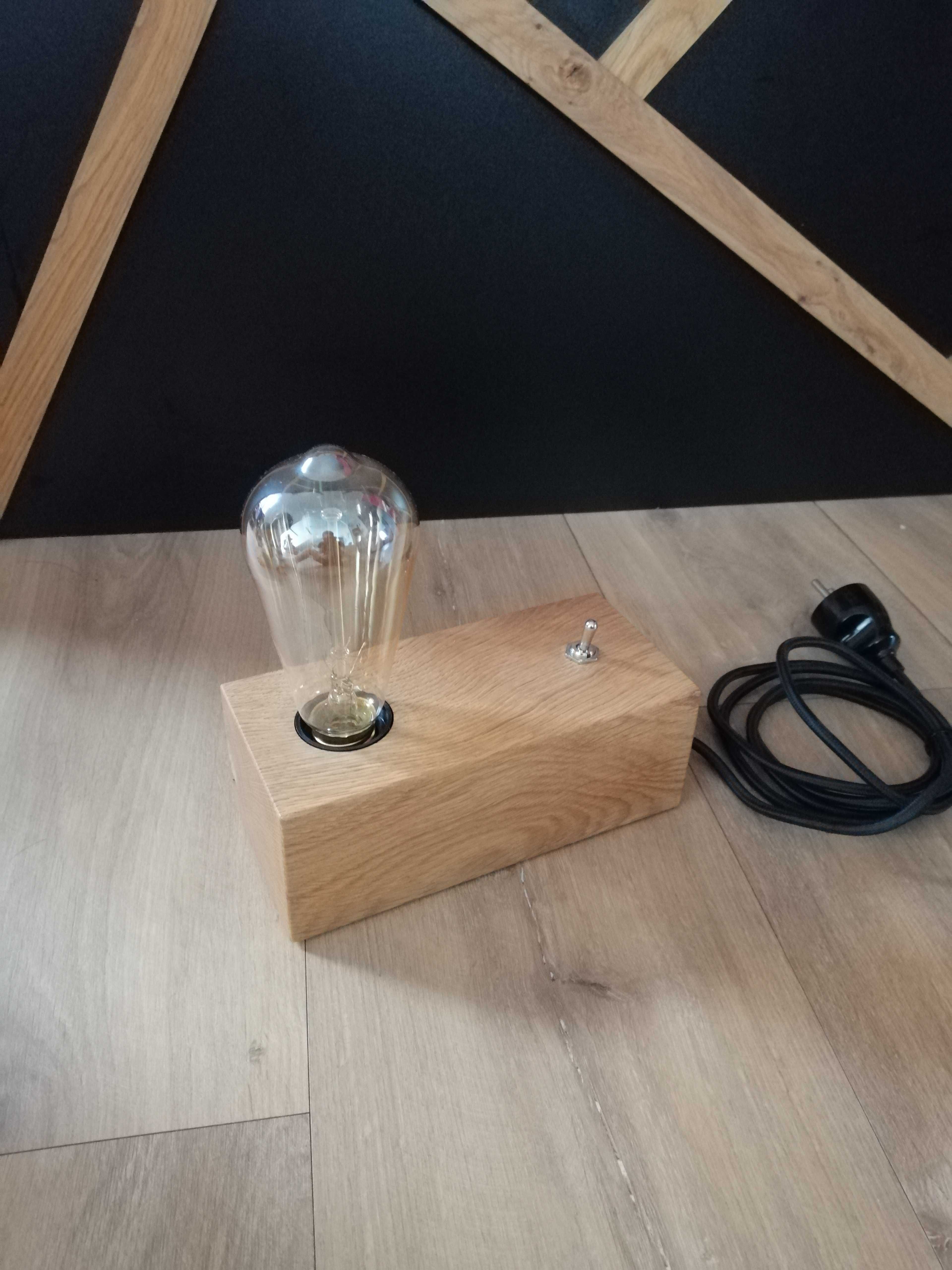 Lampki drewniane nocne ozdobne loft