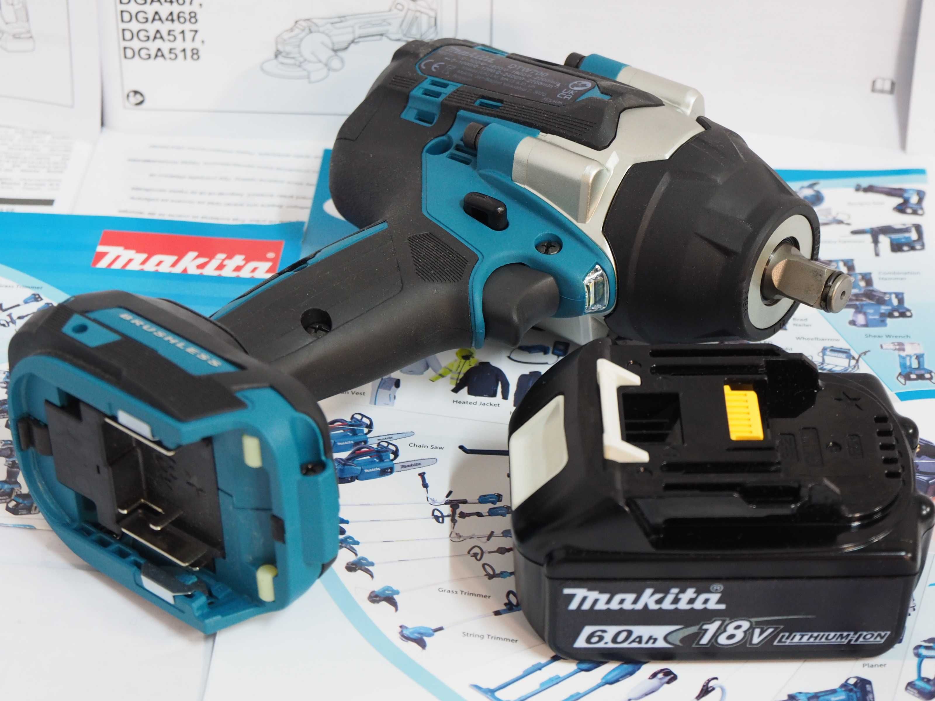 Komplet narzedzi bateria 18v 6ah klucz MAKITA DTW 700 Japan moc 1000Nm