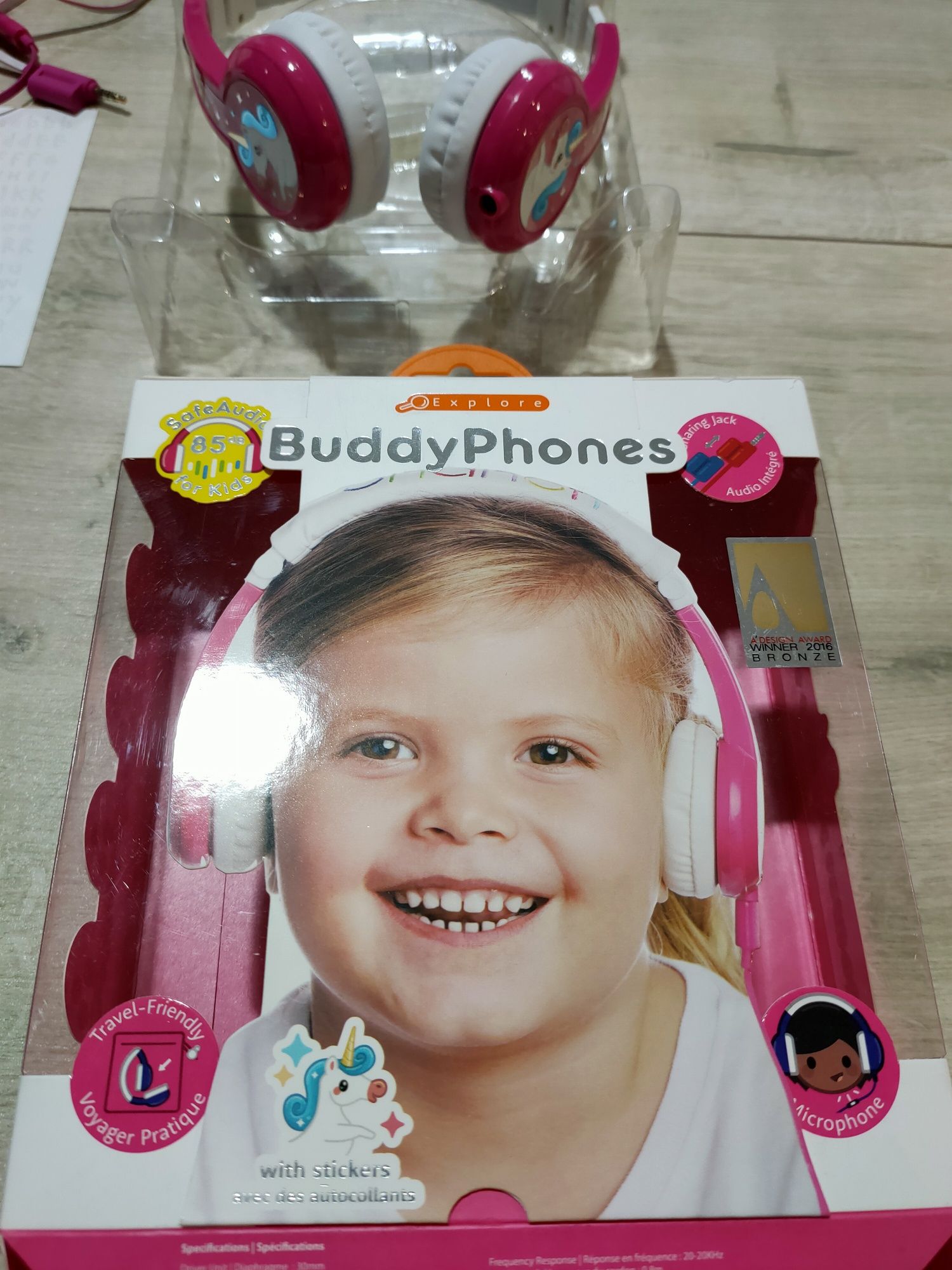 Słuchawki dla dzieci BuddyPhones explore różowo białe komplet