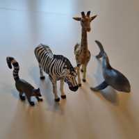 Figurki zwierząt zabawka zebra, żyrafa, lemur, rekin