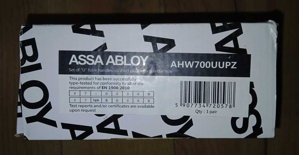 Klamka Assa Abloy  AHW700UUPZ stal nierdzewna, do drzwi p.poż.