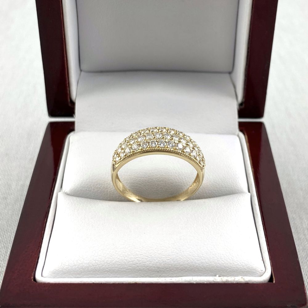 Lśniący ZŁOTY pierścionek z cyrkoniami PR. 585 (14K) rozmiar 18