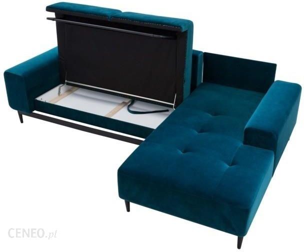 Narożnik kanapa sofa funkcja spania turkusowy