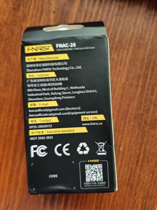 FNIRSI FNAC-28 Цифровой USB тестер