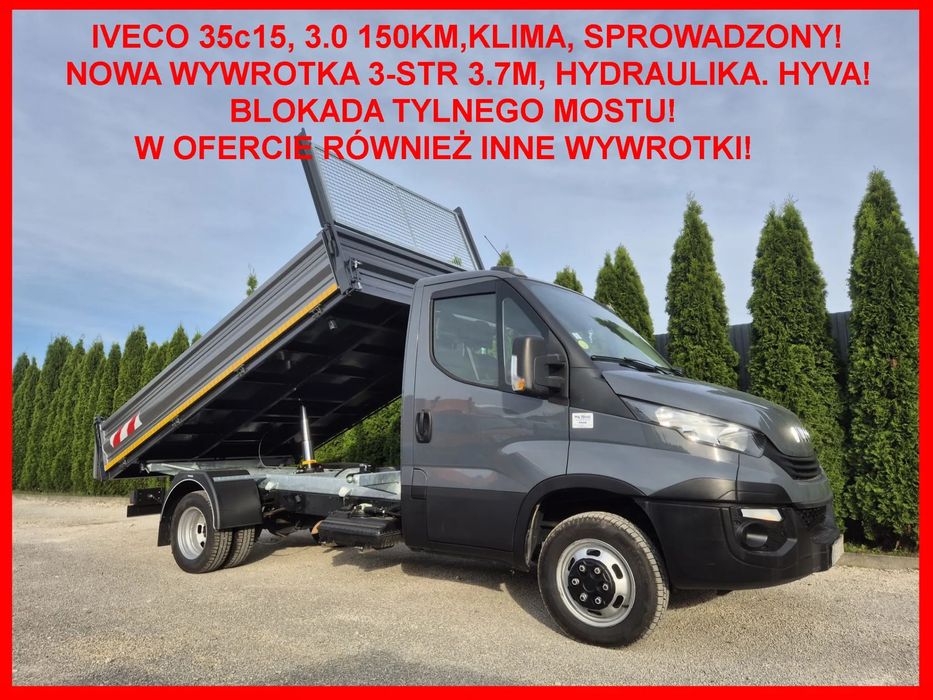 Iveco 35C15 3.0 150KM  Wywrotka 3-str , Kiper 3.7m, Blokada mostu, Klima, 146tys, Sprowadzony