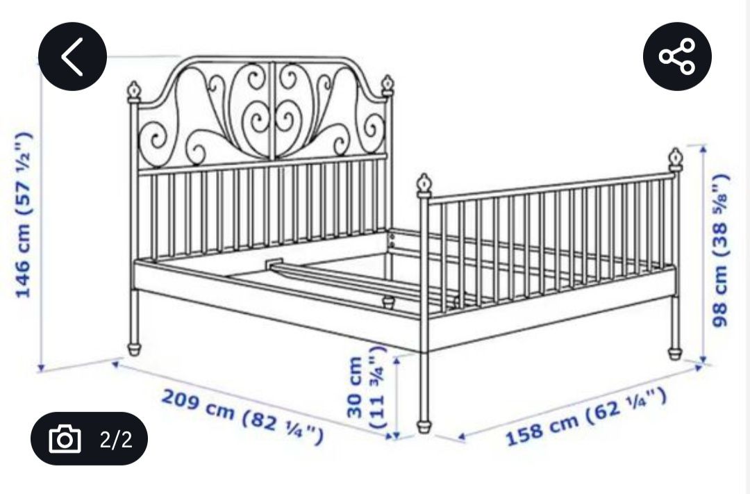 Cama IKEA ferro com estrado e colchão