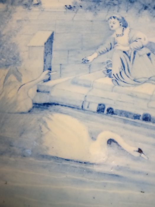 Prato ou pratão com 31cm pintado á mão na fábrica Valente Devezas Gaia