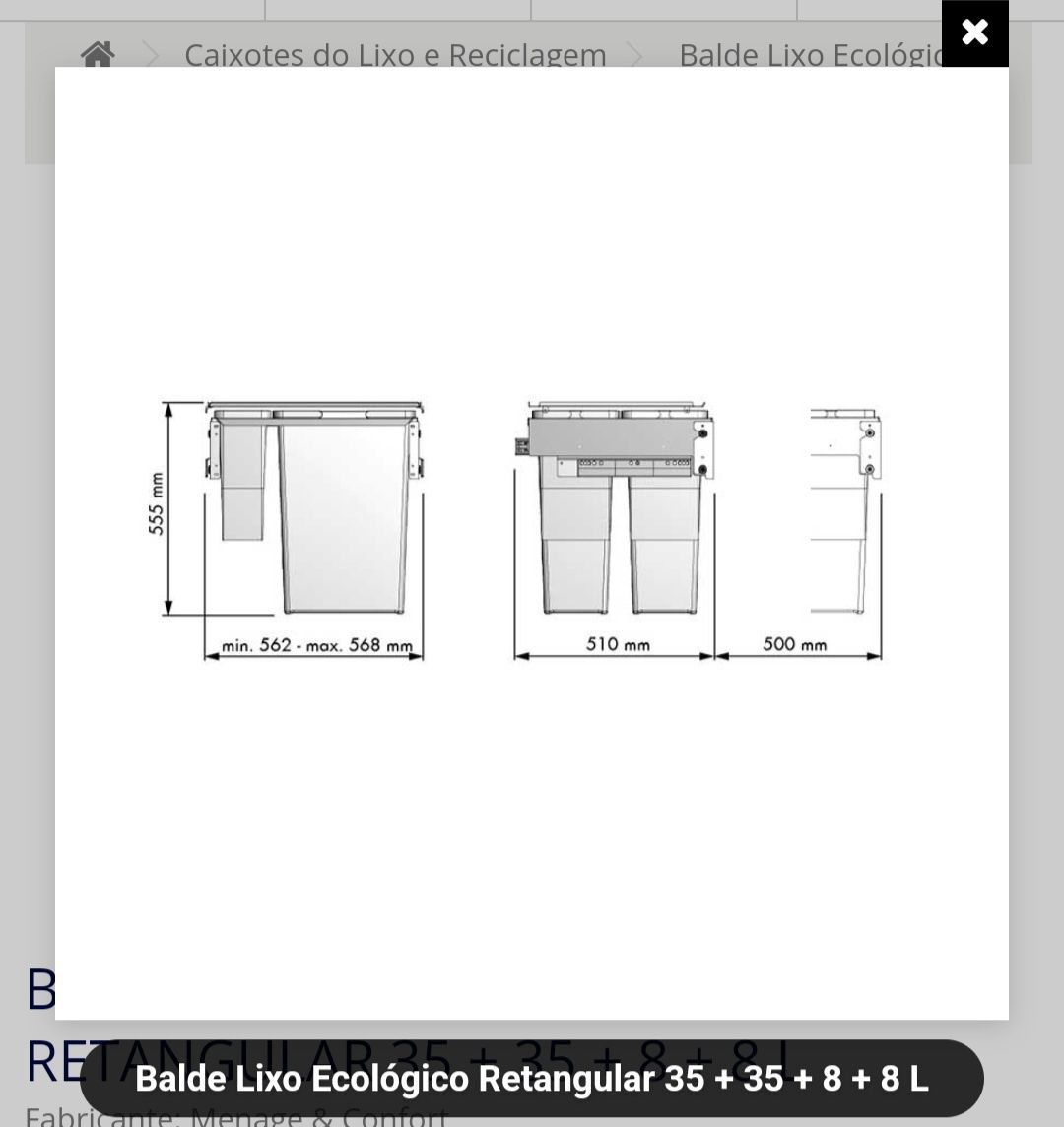 Balde de lixo Gaveta Cozinha Novo