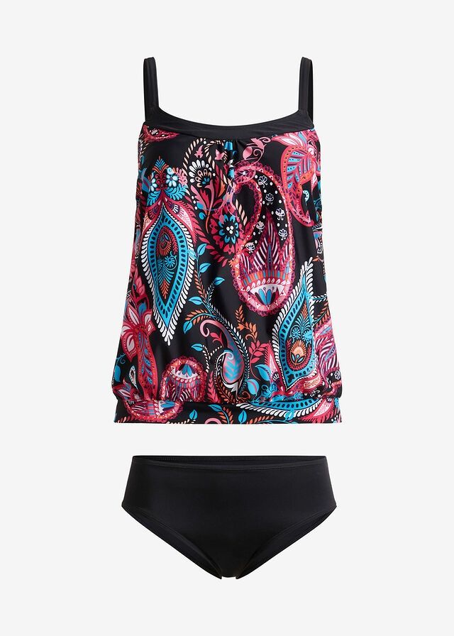 B.P.C czarne tankini z kolorowym wzorem 54.