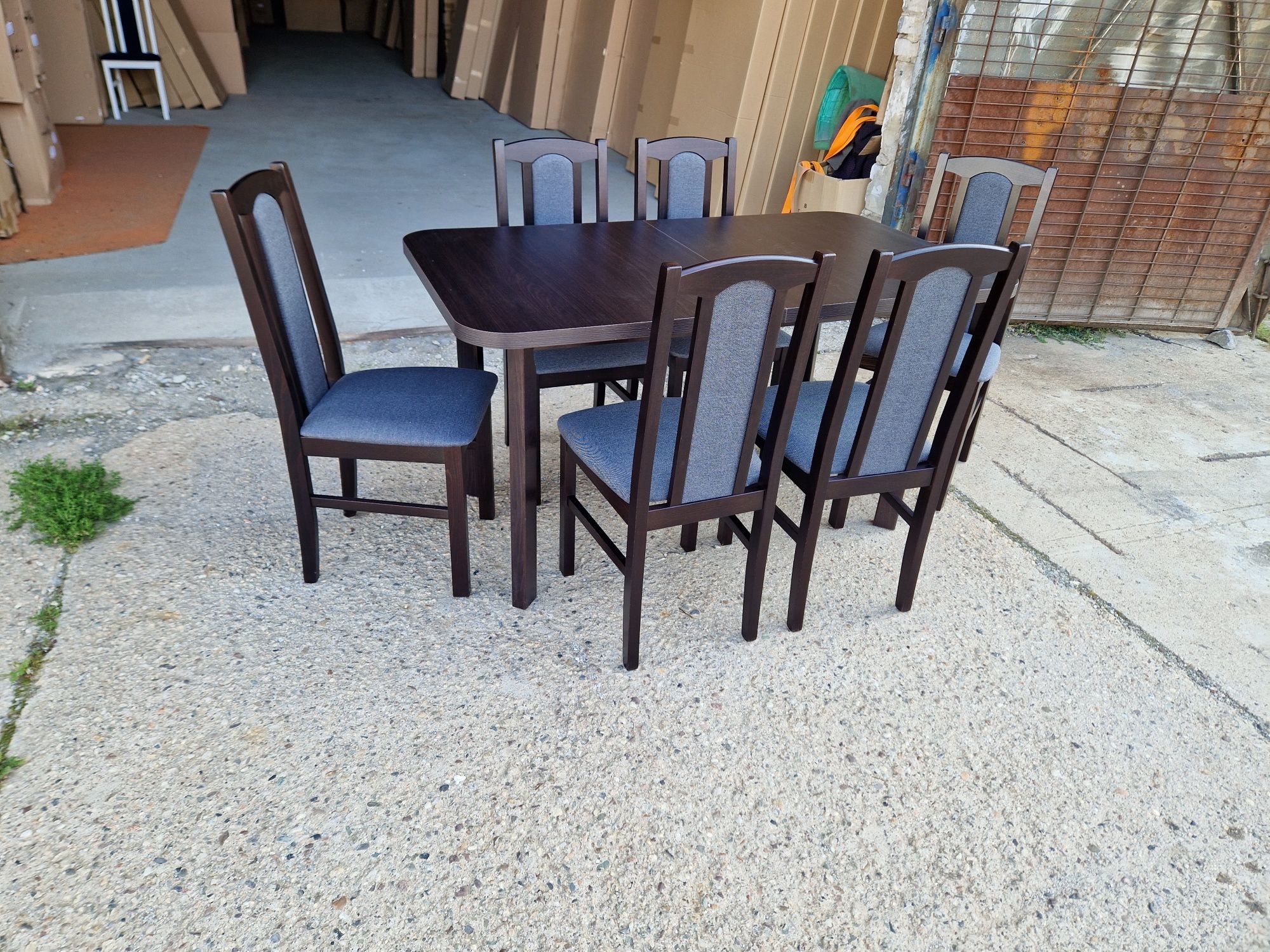 Nowe : Stół 80x140/180 + 6 krzeseł,  wenge + grafit , Dostawa PL