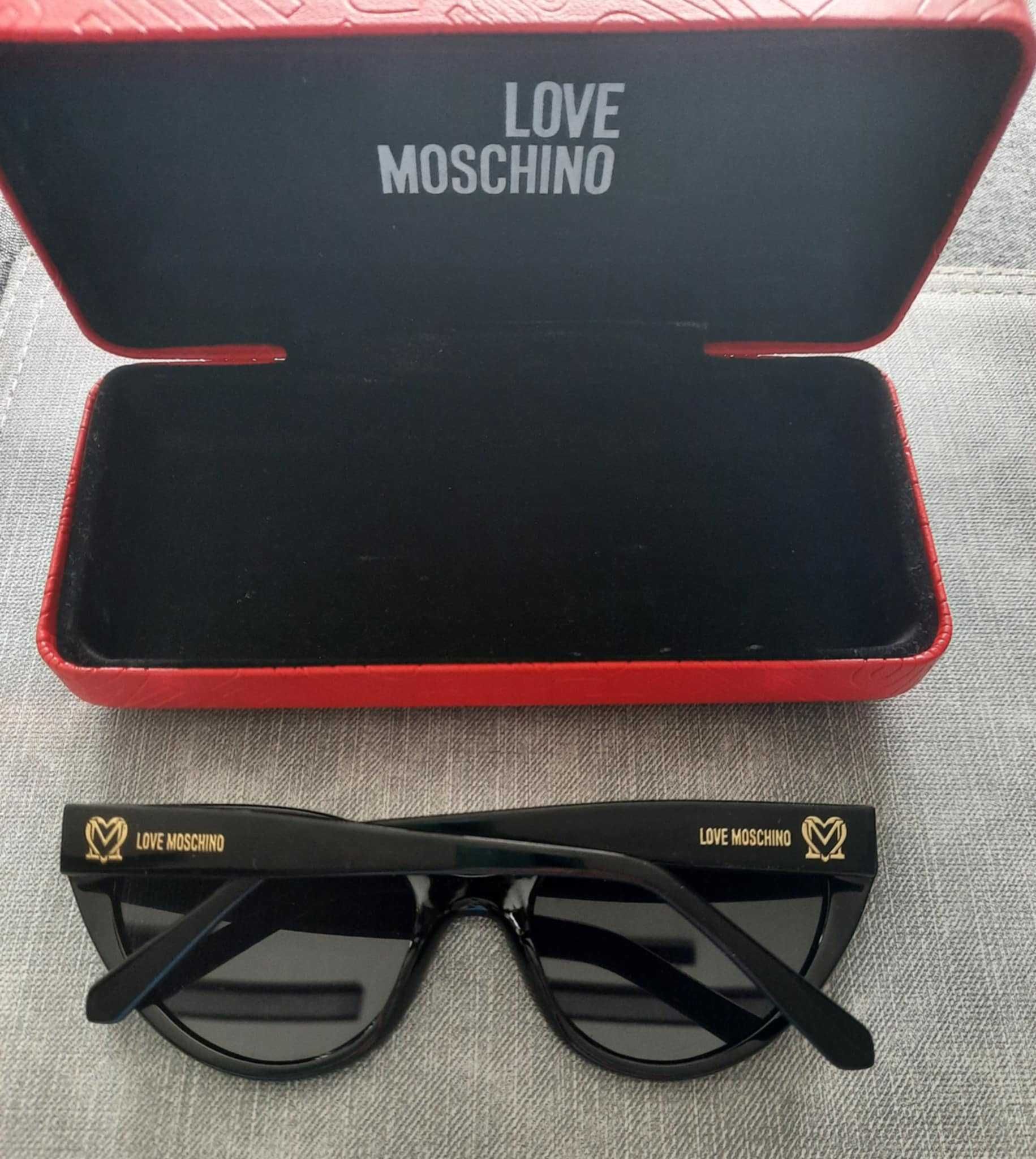 Okulary Love Moschino cat eye czarne przeciwsłoneczne.