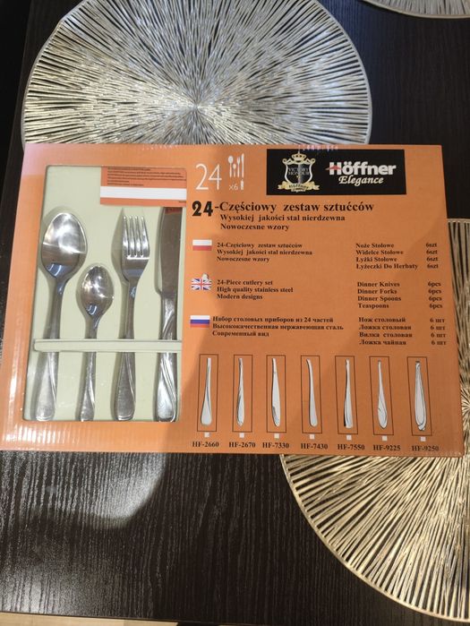 Serwis obiadowy Hoffner Elegance Zestaw sztućców 24el POŁYSK HF7330
