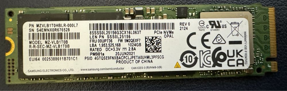 Накопичувач SSD/Диск SSD Samsung 1 Tb nVME m.2