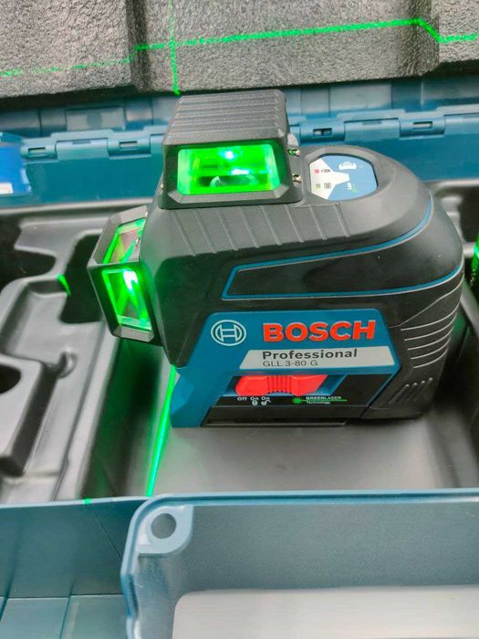 Bosch GLL 3-80 G - Zielony Laser Liniowy Krzyżowy Walizka