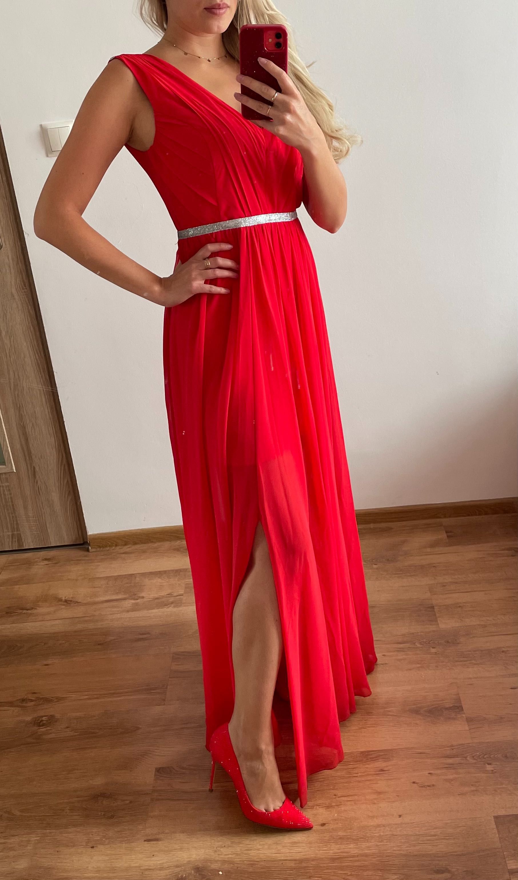 Czerwona suknia wizytowa S/M