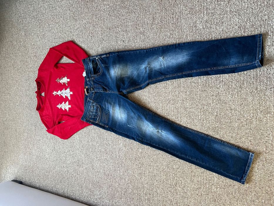 Джинси та новорічна кофта в ідеальному стані розмір л-хл