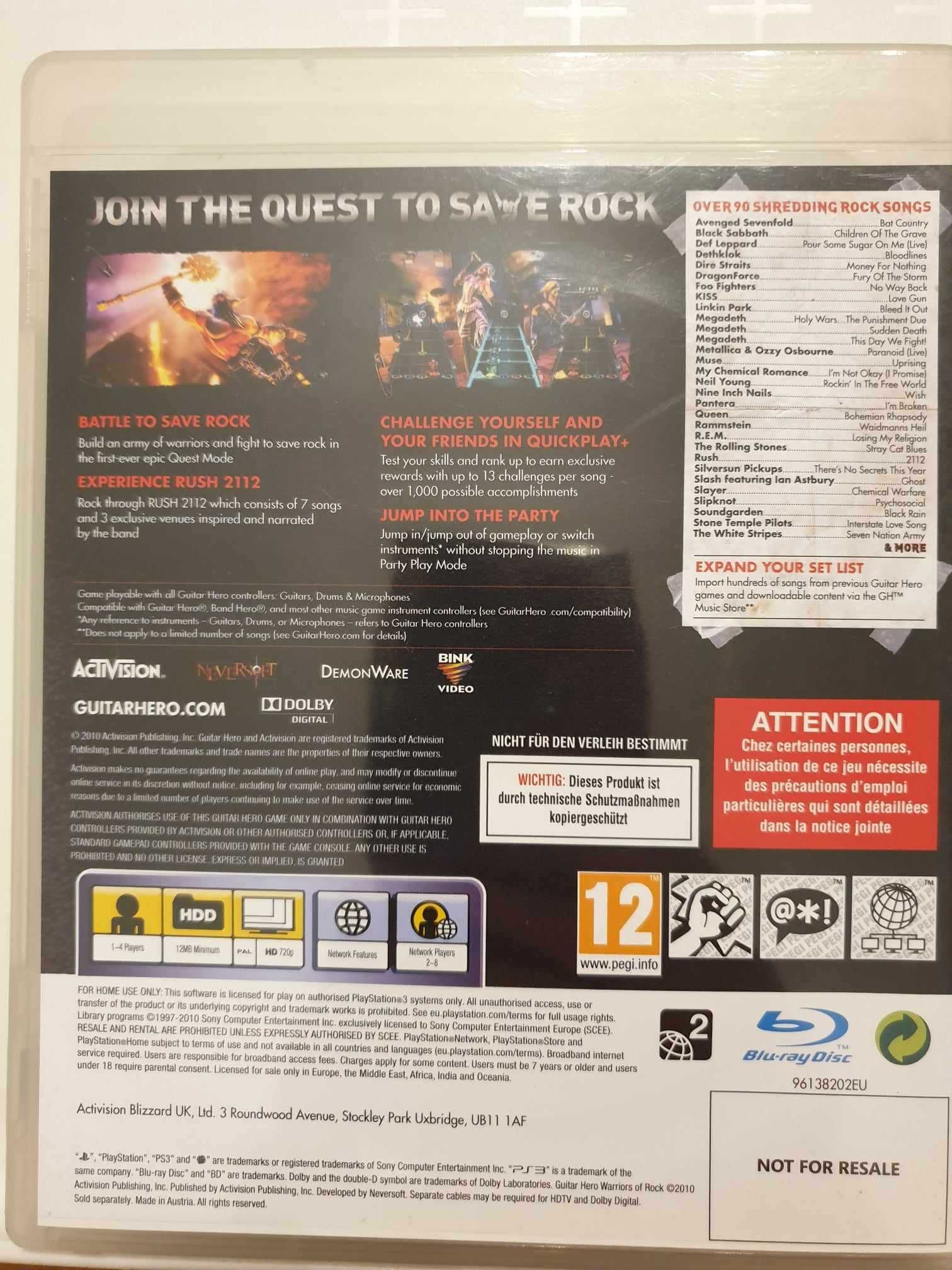Guitar Hero Warriors of Rock PS3