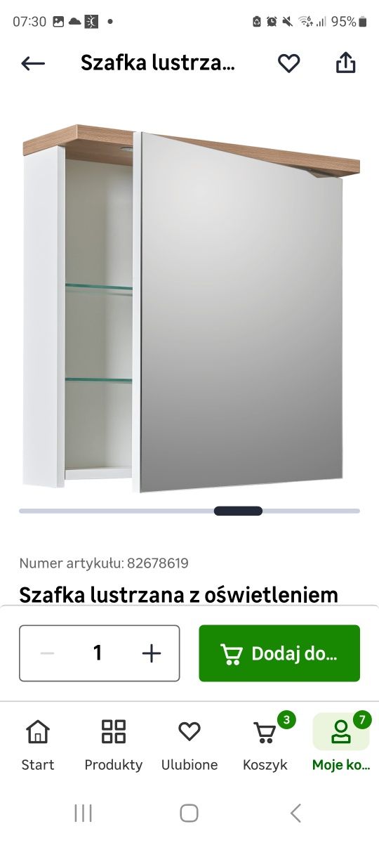 Nowa szafka z lustrem podświetlana do lazienki