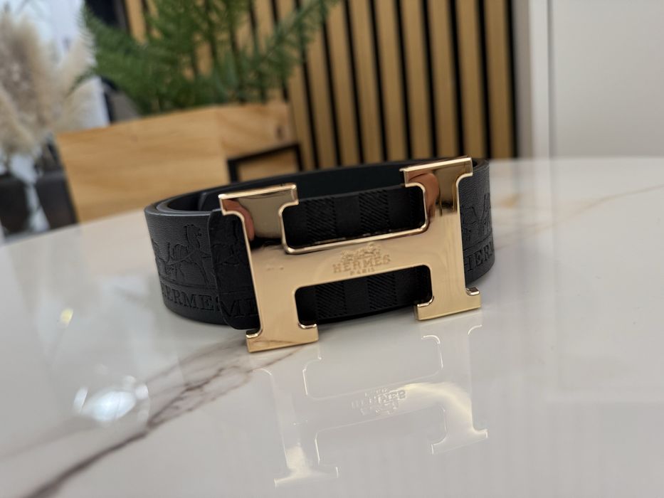 Pasek H Hermes Premium Monogram złoty