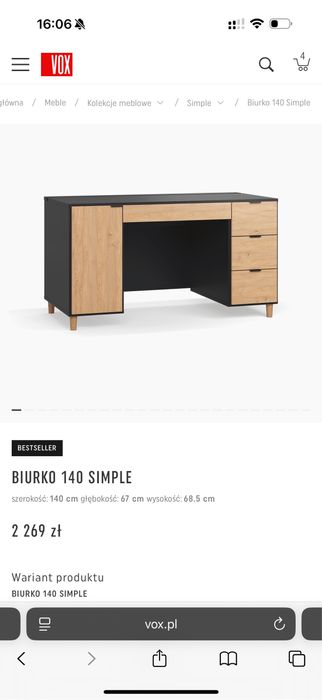 Biurko Vox Simple nowe złożone