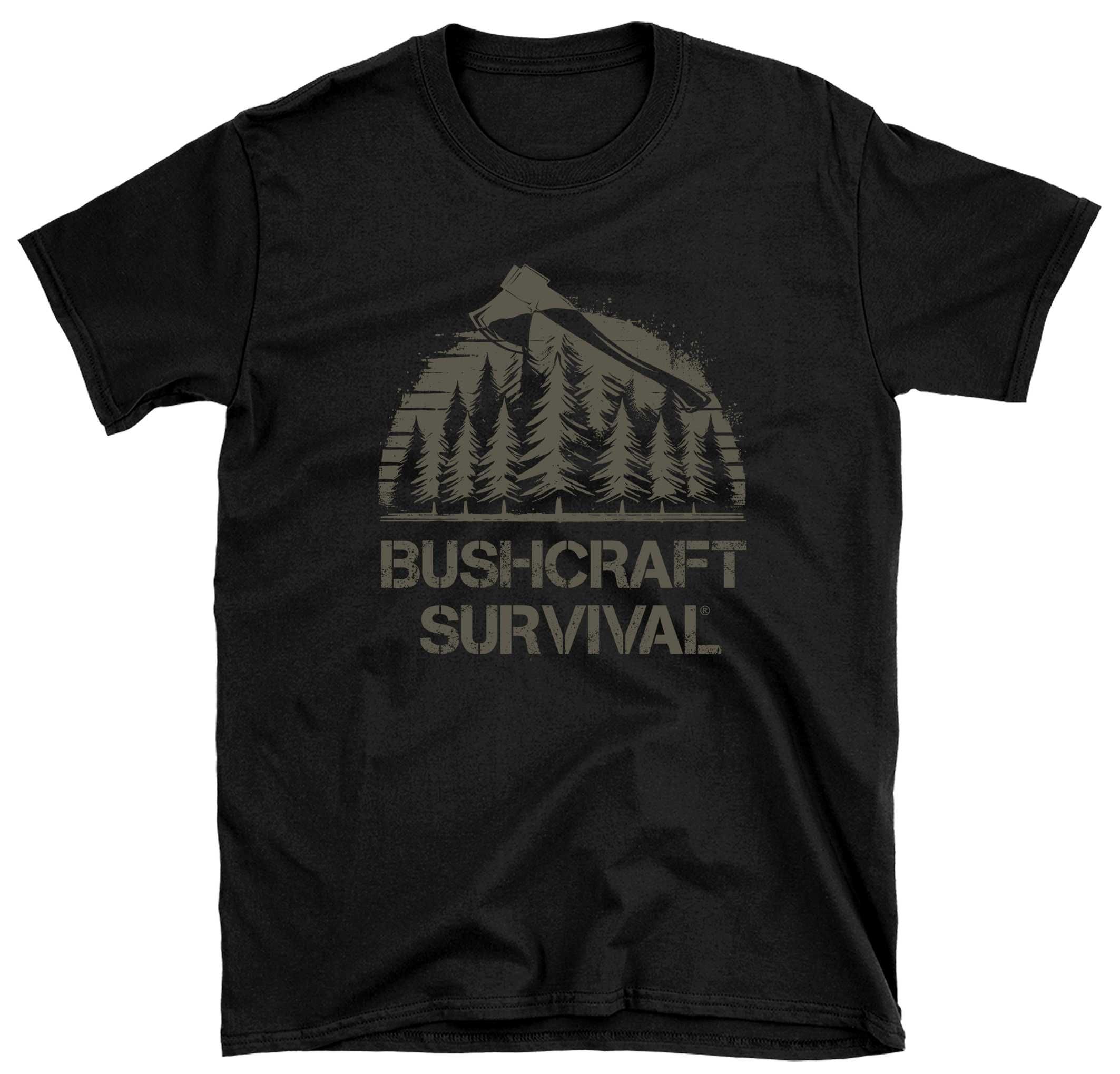 koszulka czarna survival, koszulka bushcraft, odzież survival