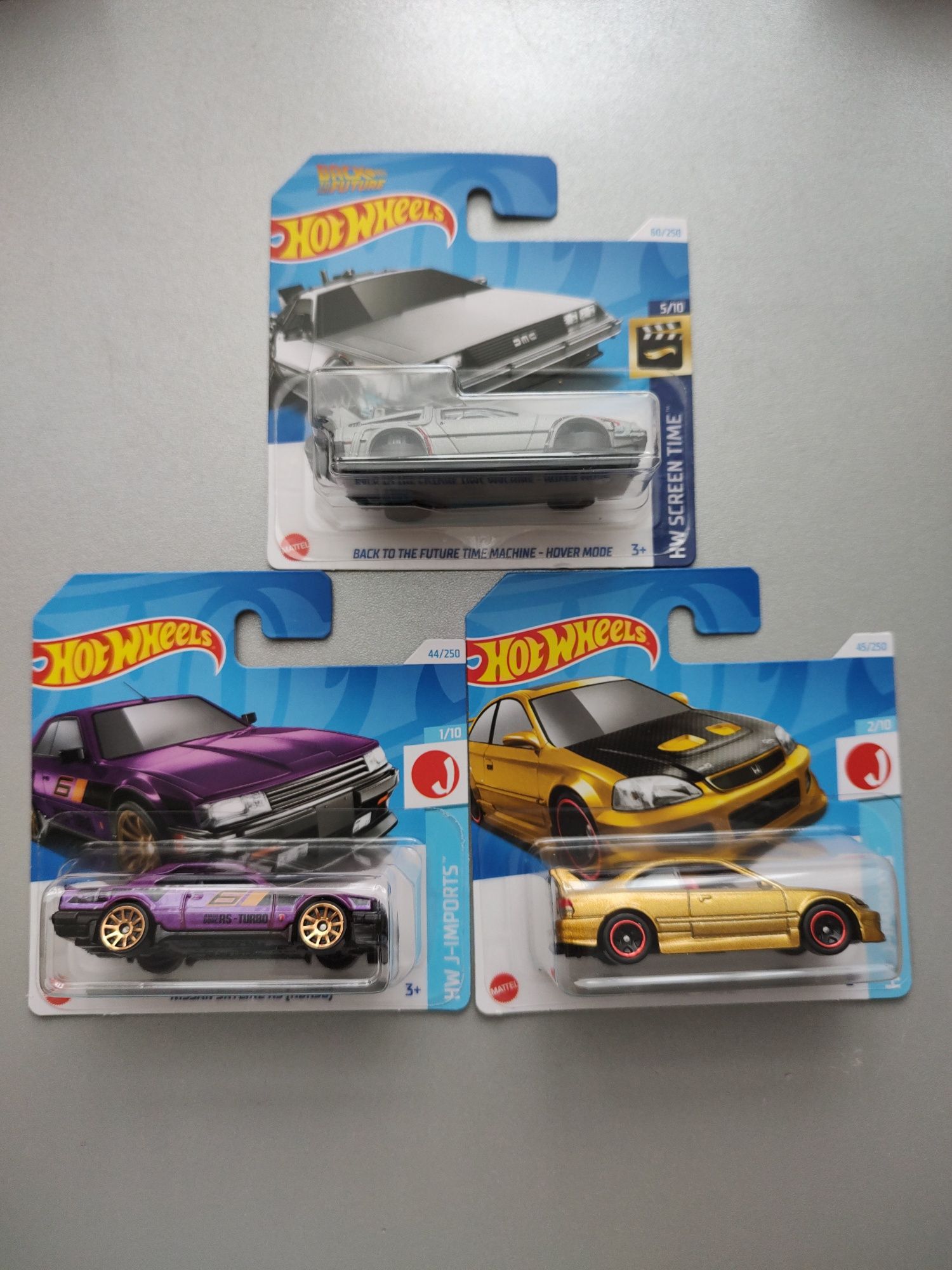 Hot Wheels zestaw Honda Civic Nissan Skyline Delorean 2024