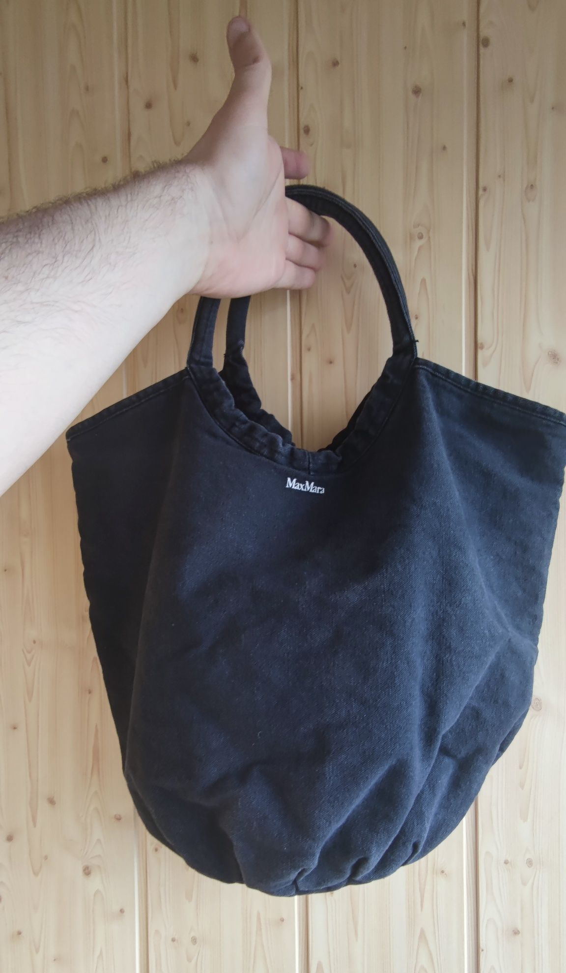 Сумка Max Mara tote bag серая коттон 100%