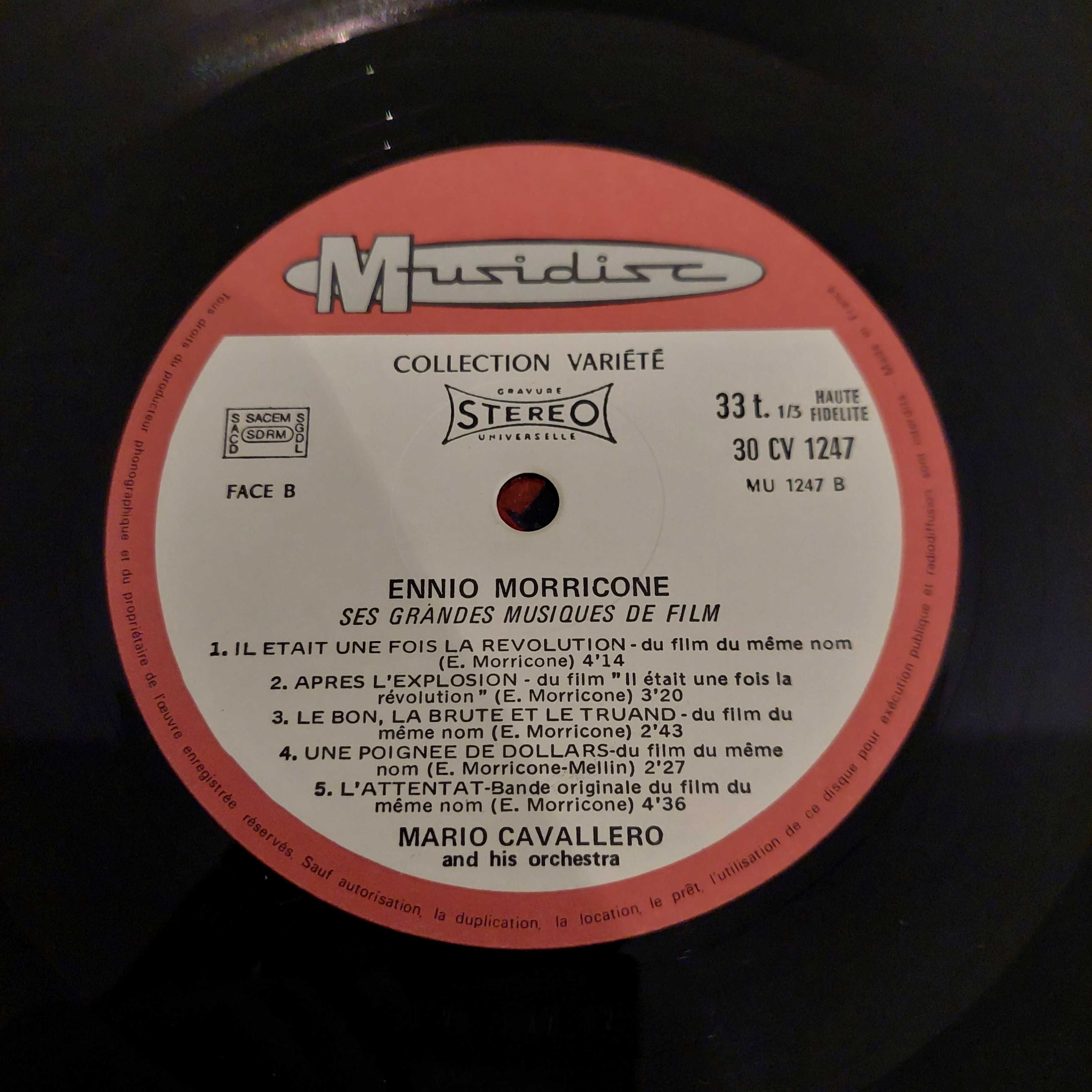 Disco vinil LP Ennio Morricone, Mario Cavallero Ses Grandes Musiques
