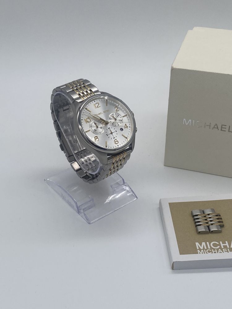 Zegarek męski Michael Kors MK8660 Srebrny złoty Bransoleta Premium