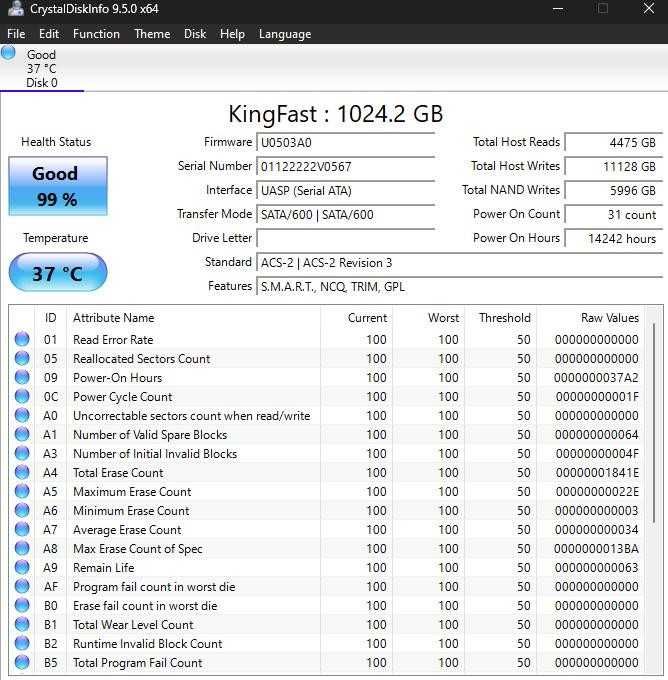 1Tb 2.5" SATA 3 SSD Kingfast
