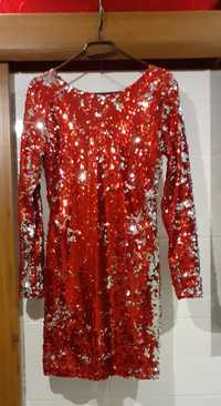 Sukienka czerwona błyszczaca
